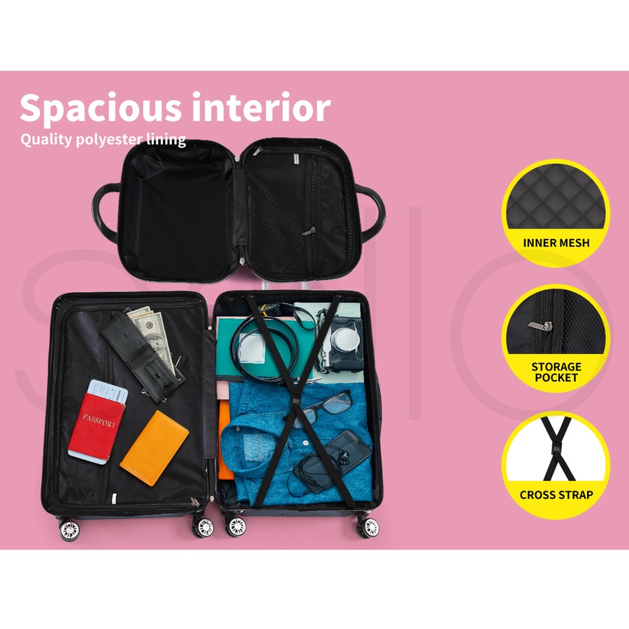 Slimbridge 2Pcs 20"Travel Luggage Set 12"Hand Carry On Bag Suitcase Case Navy