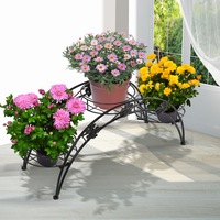Levede 2X Plant Stand Outdoor Indoor Metal Black Flower Pot Shelf Garden Corner Shelves