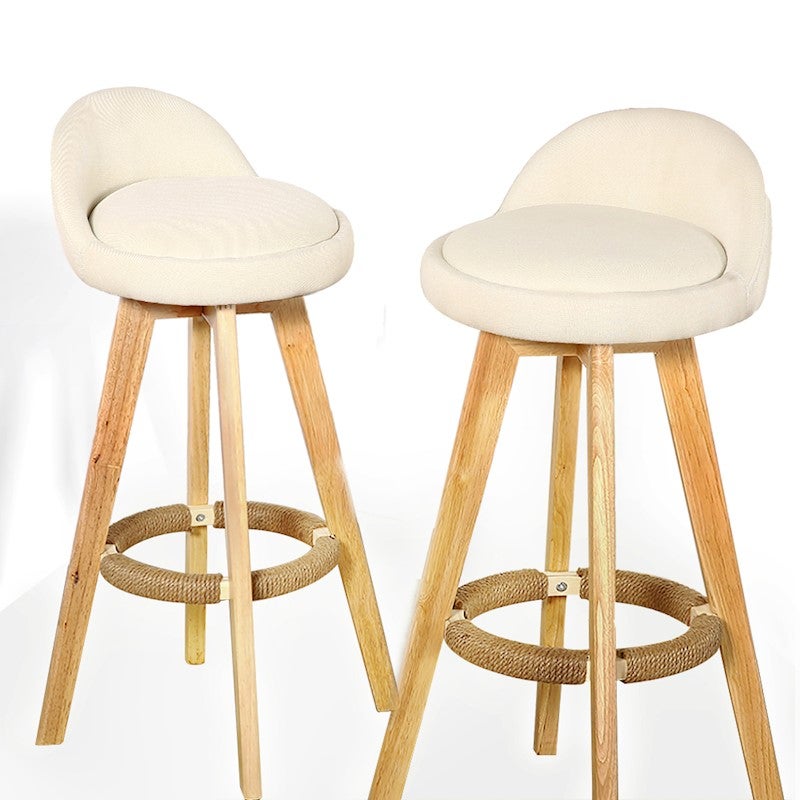 2 x Wooden Bar Stools Swivel Padded Leather Seat Home Cafe Dining Chairs Kitchen