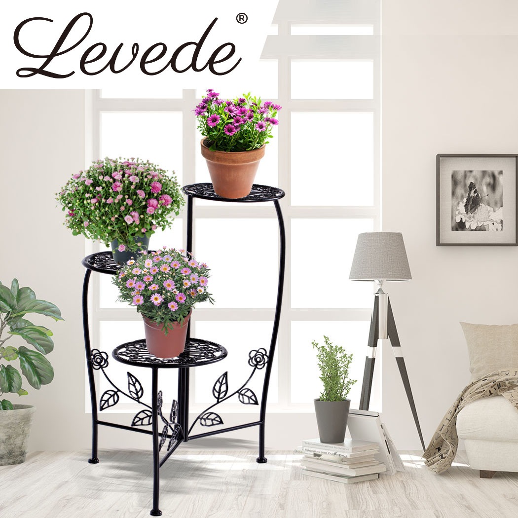 2X Wrought Iron Outdoor Indoor Flower Pots Plant Stand Garden Metal