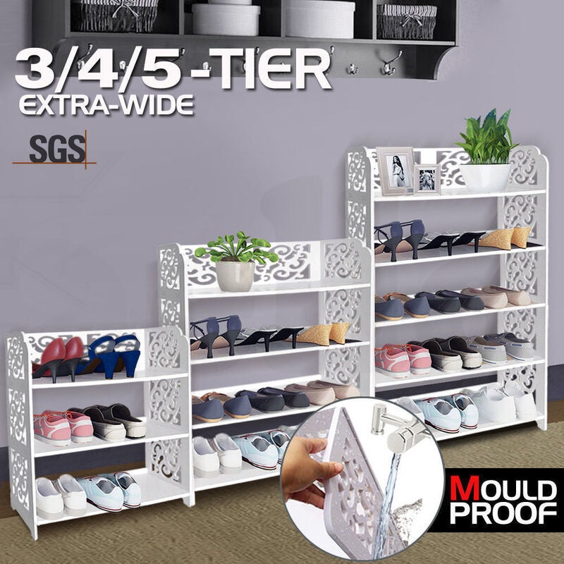 3 4 5 Tiers White Chic Hollow Out Shoe Rack Stand Storage Organiser Shelf Units Buy Shoe Racks Cabinets 399445