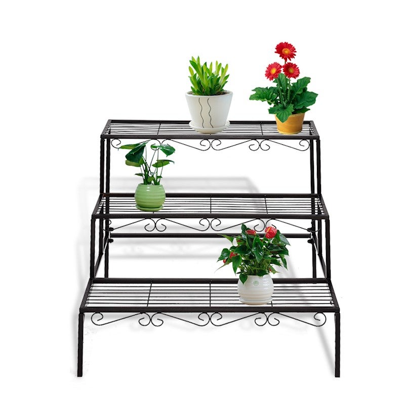 Outdoor Indoor Pot Plant Stand Garden Metal 3 Tier Planter Shelves Corner Shelf