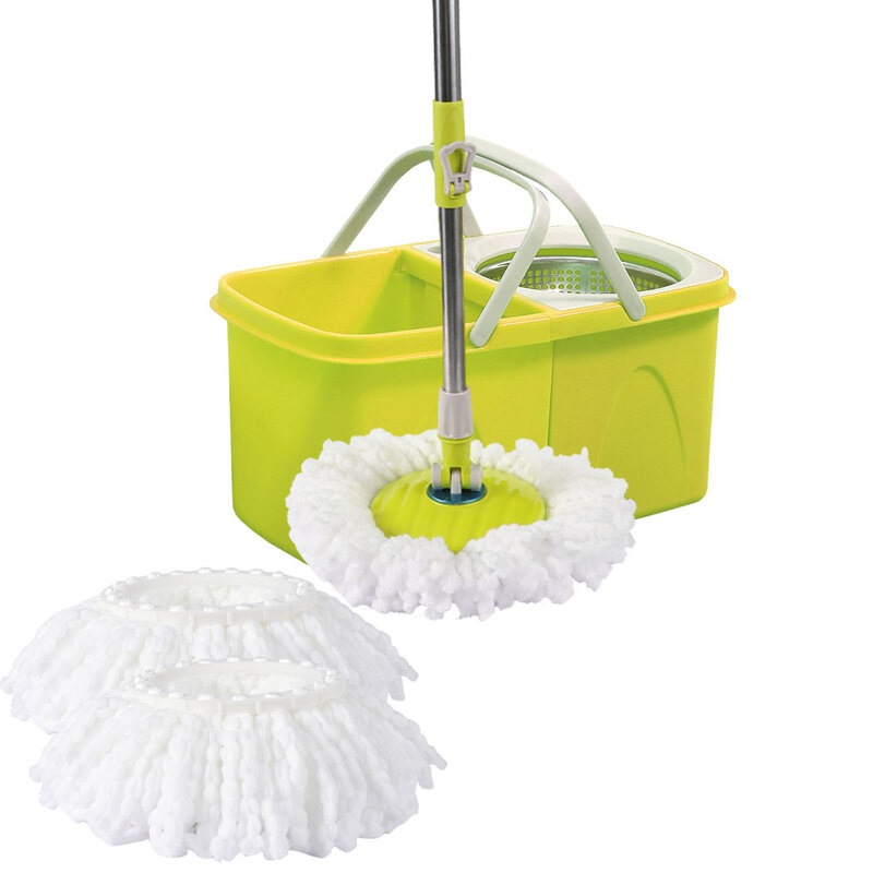 Buy 360 Spinning Mop Stainless Steel Bucket 2 Free Spin Mop Heads/pads