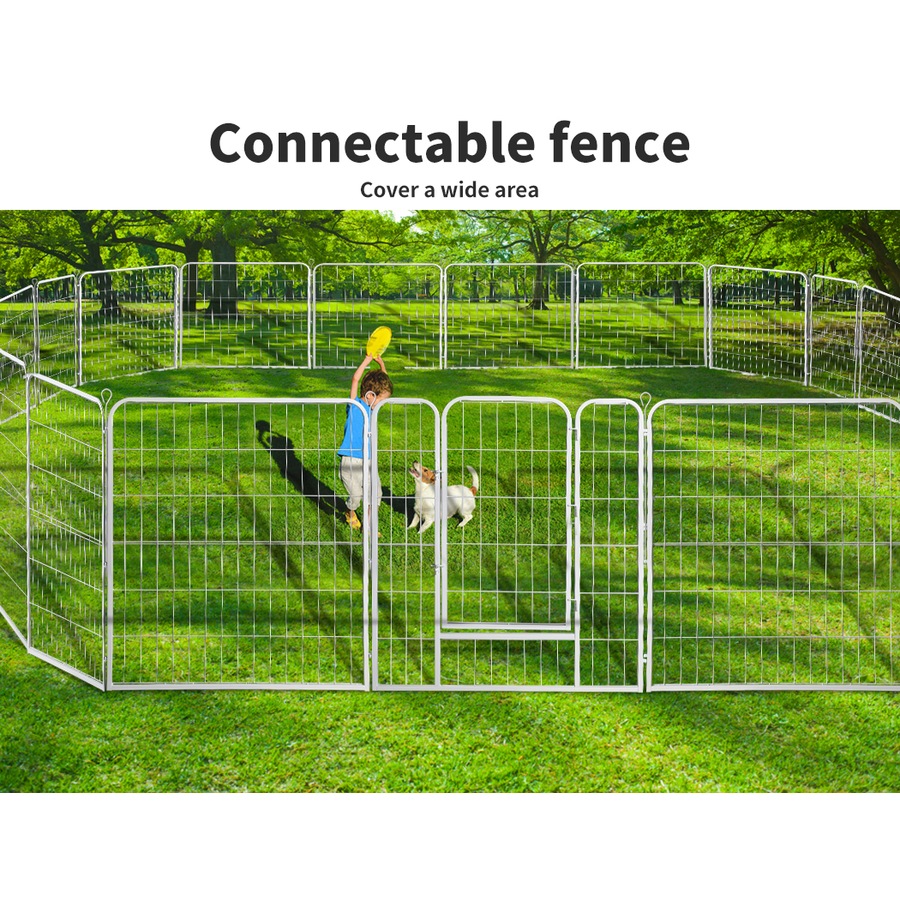 PaWz 48''Metal 8 Panel Folding Garden Fence Outdoor Patio Animal Barrier Plant Edging