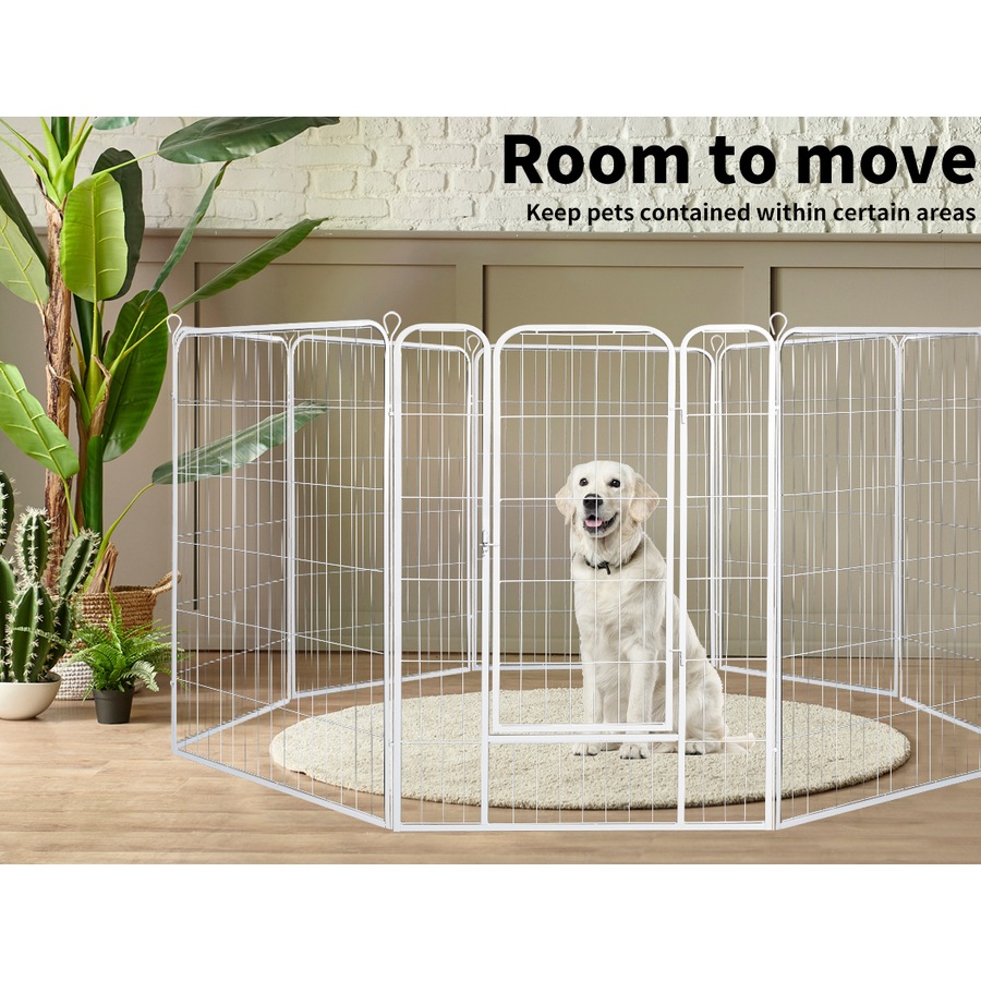 PaWz 48''Metal 8 Panel Folding Garden Fence Outdoor Patio Animal Barrier Plant Edging