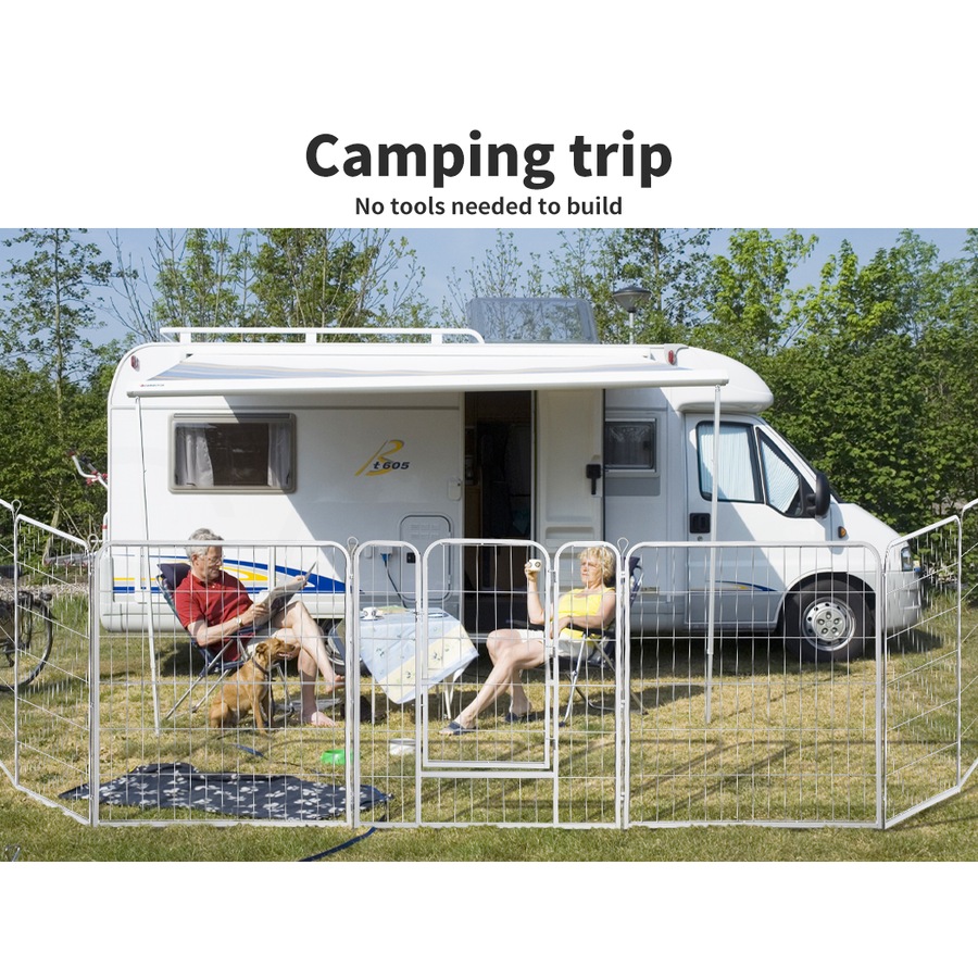 PaWz 48''Metal 8 Panel Folding Garden Fence Outdoor Patio Animal Barrier Plant Edging