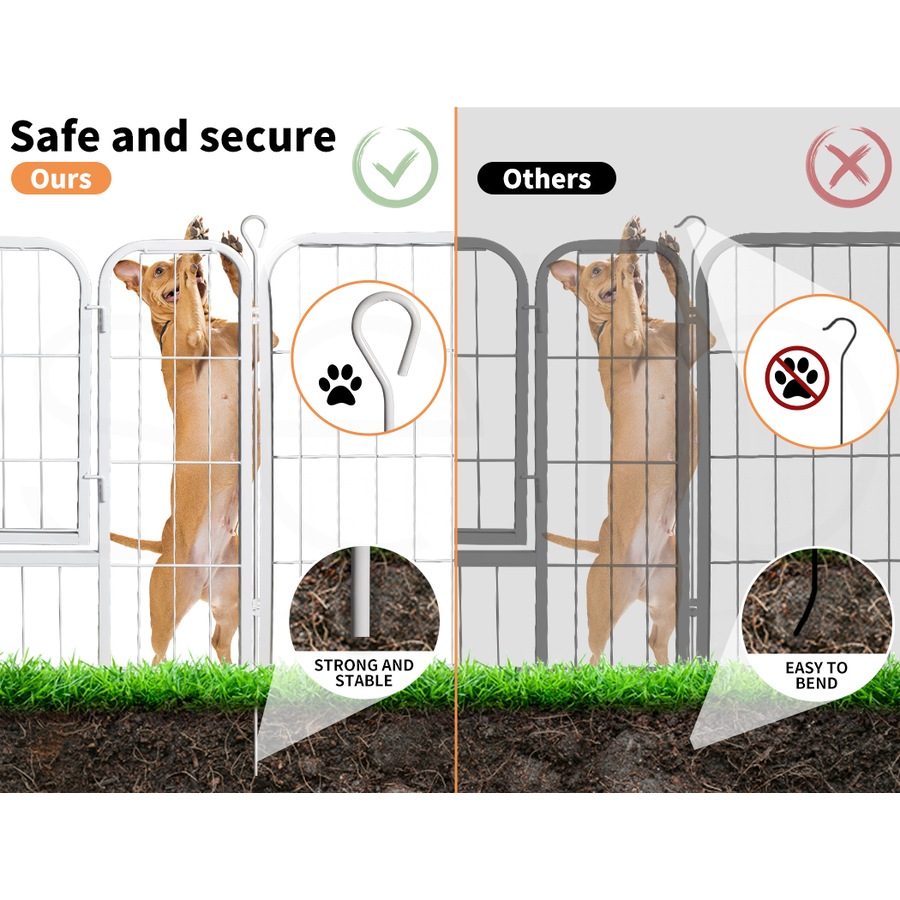 PaWz 48''Metal 8 Panel Folding Garden Fence Outdoor Patio Animal Barrier Plant Edging