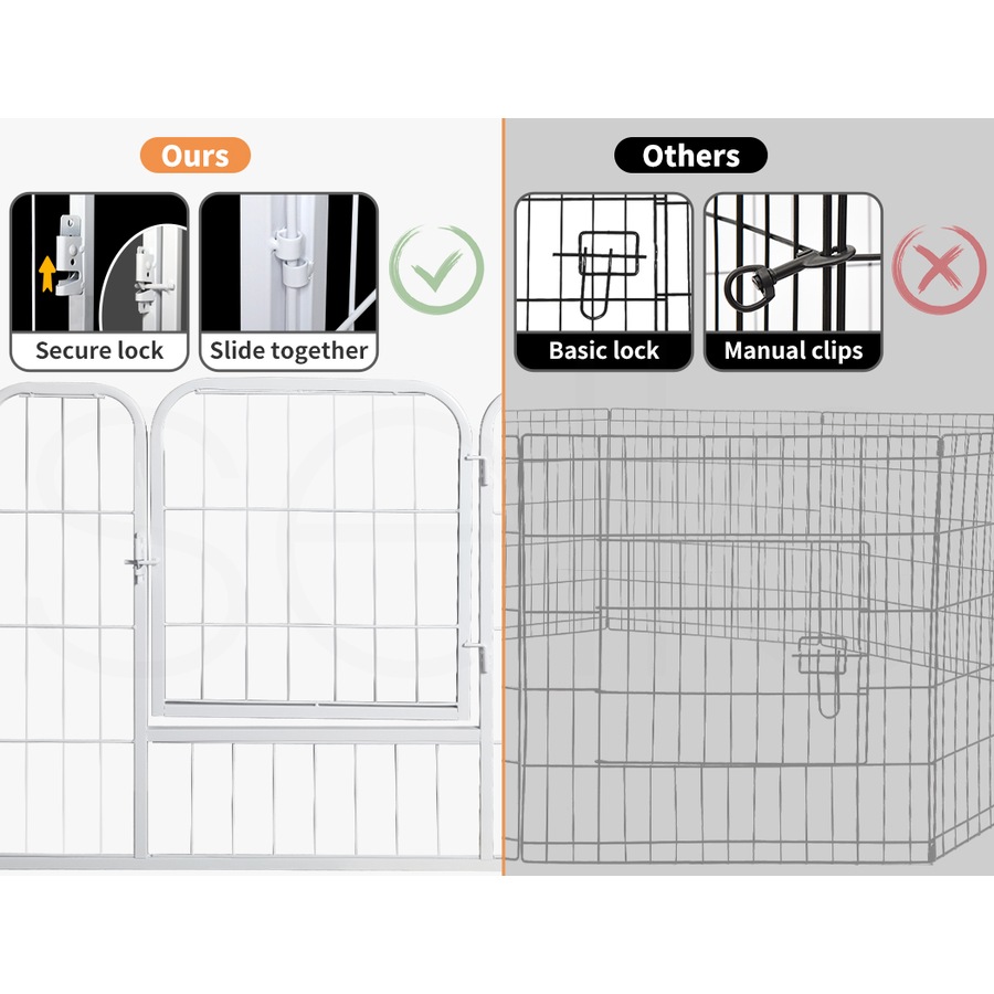 PaWz 48''Metal 8 Panel Folding Garden Fence Outdoor Patio Animal Barrier Plant Edging
