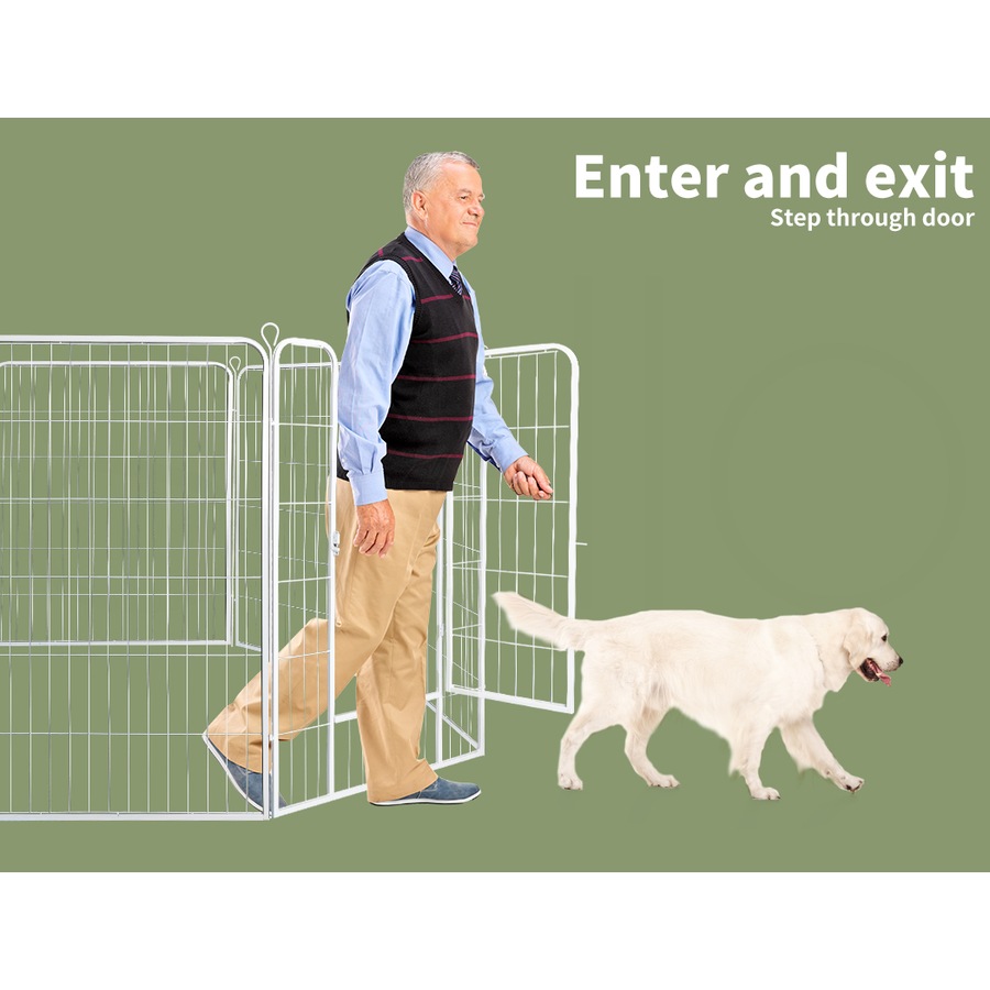 PaWz 48''Metal 8 Panel Folding Garden Fence Outdoor Patio Animal Barrier Plant Edging