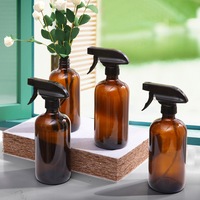 Traderight 4x 500ml Amber Glass Spray Bottles Trigger Water Sprayer Aromatherapy Dispenser