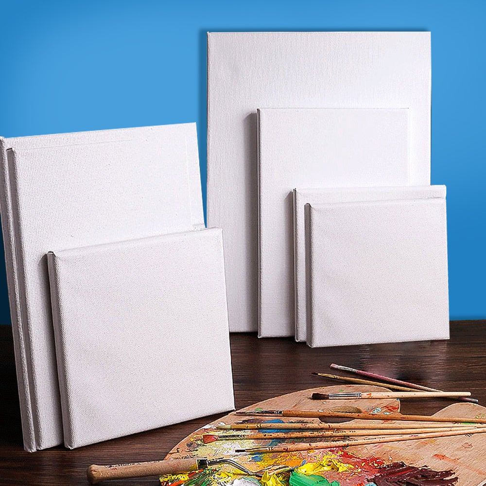 10pcs Canvases For Painting, 10 X 10 Inch ( 25 X 25 Cm ) Stretched Canvas,  100% Cotton Square Blank Canvases, 8 Oz Primed, Art Supplies For Acrylic Po