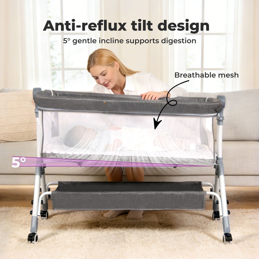 Bopeep Baby Cot Bed Crib Newborn Co-Sleeper Bassinet Safety Adjustable Bedside
