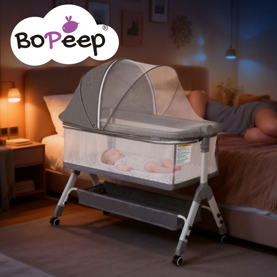 Bopeep Baby Cot Bed Crib Newborn Co-Sleeper Bassinet Safety Adjustable Bedside