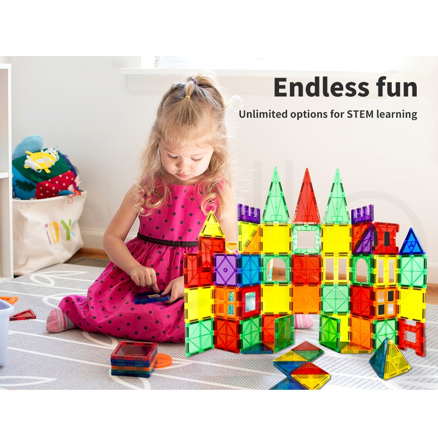 BoPeep 60Pcs Magnetic Tile Set Kids Building Construction Toys