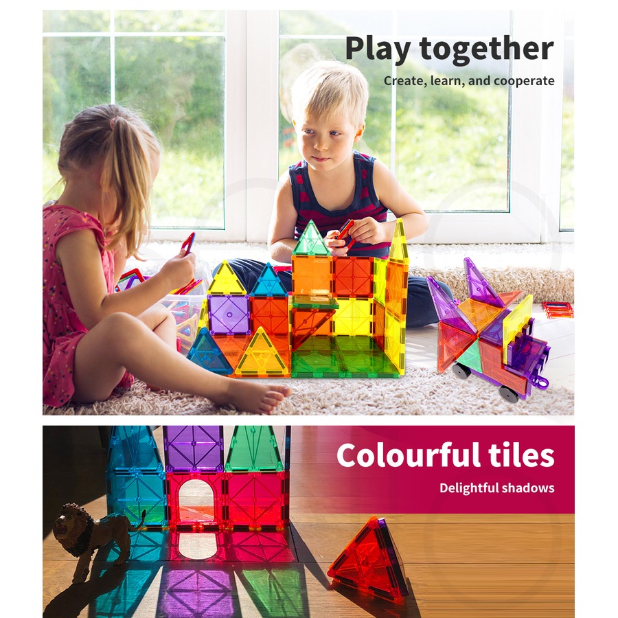 BoPeep 60Pcs Magnetic Tile Set Kids Building Construction Toys