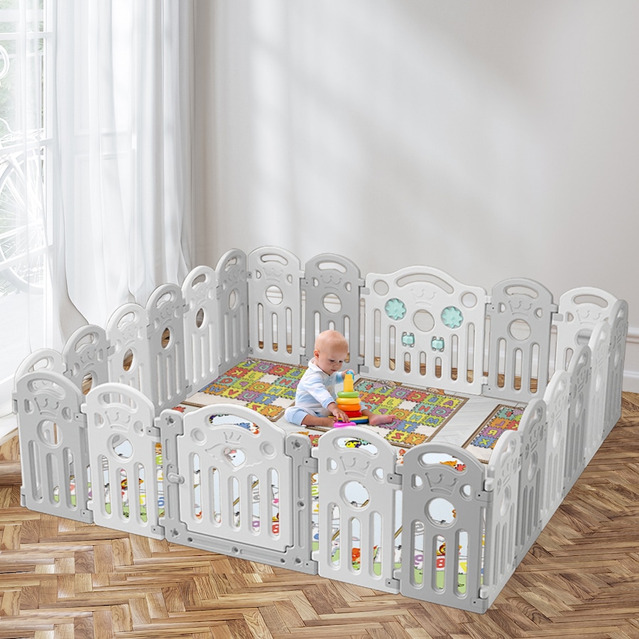 BoPeep Baby Playpen 22-Panel 192x192cm Toddler Safety Fence with Suction Cups
