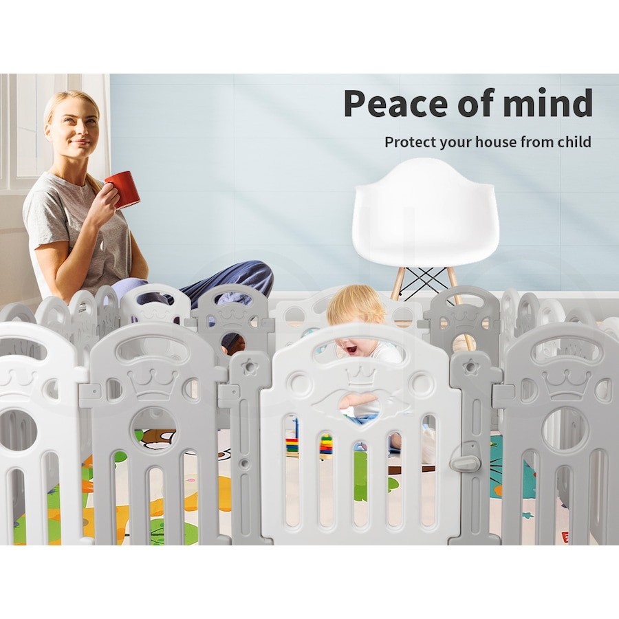 BoPeep Baby Playpen 22-Panel 192x192cm Toddler Safety Fence with Suction Cups