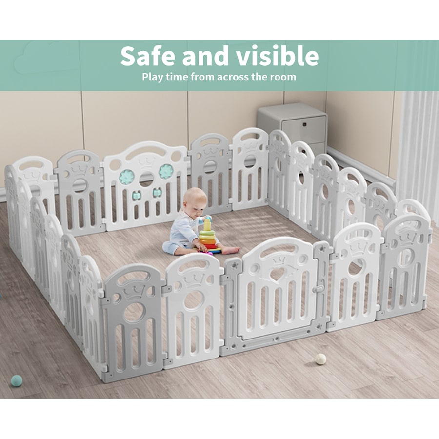 BoPeep Baby Playpen 22-Panel 192x192cm Toddler Safety Fence with Suction Cups