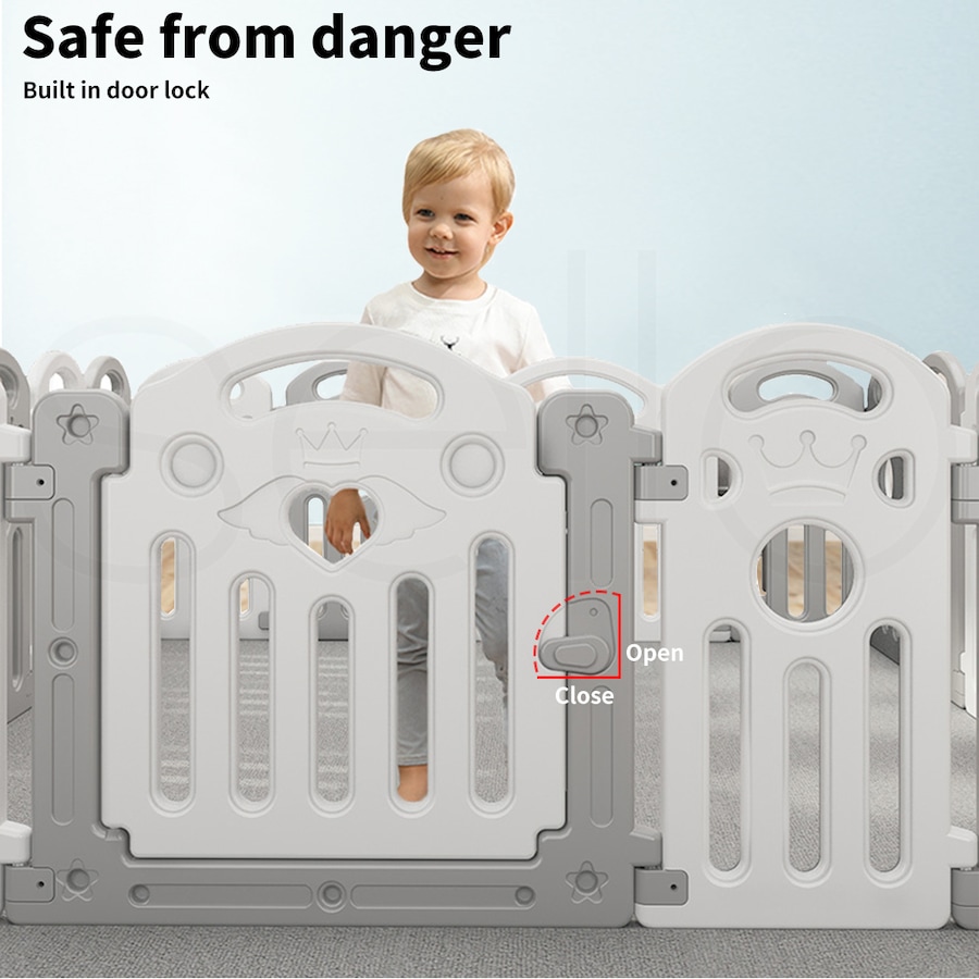 BoPeep Baby Playpen 22-Panel 192x192cm Toddler Safety Fence with Suction Cups