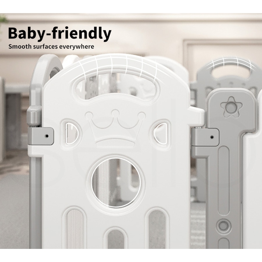 BoPeep Baby Playpen 22-Panel 192x192cm Toddler Safety Fence with Suction Cups