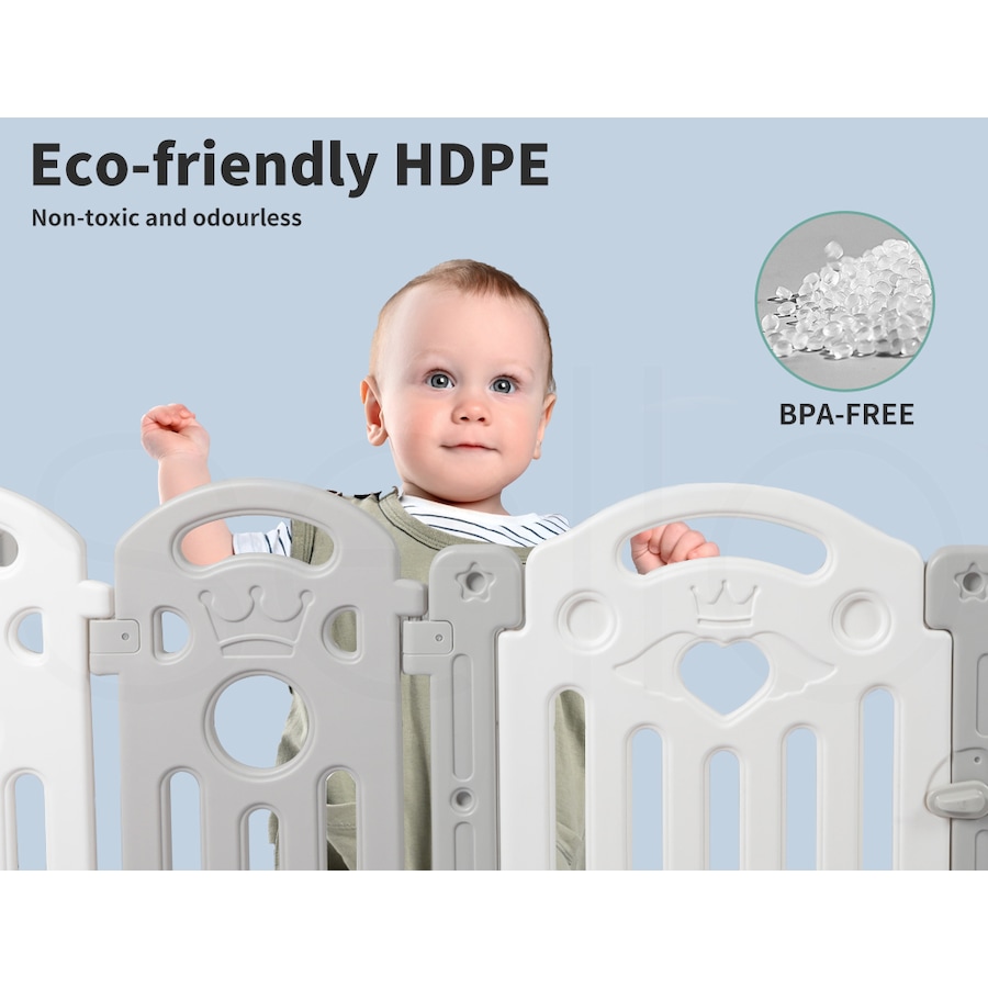 BoPeep Baby Playpen 22-Panel 192x192cm Toddler Safety Fence with Suction Cups