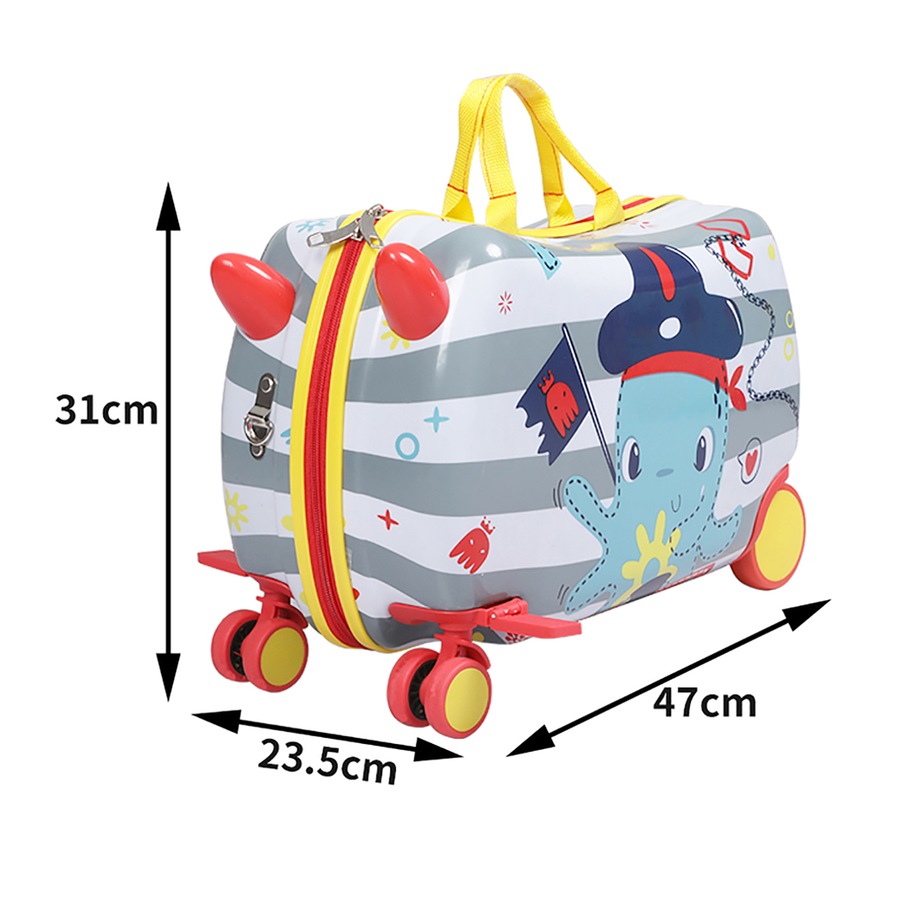 BoPeep 17" Kids Ride-On Luggage Suitcase - Octopus Design