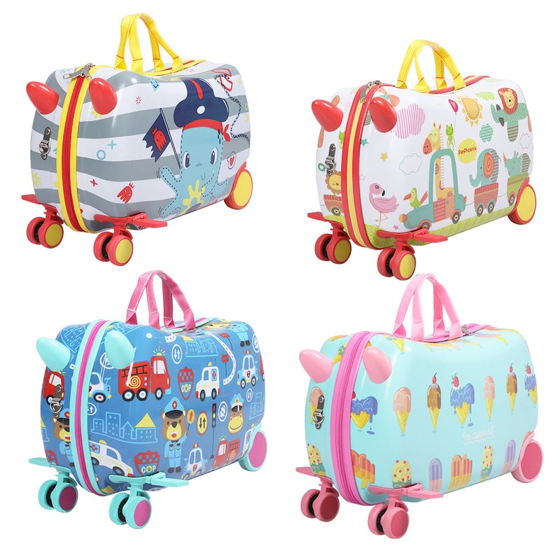 BoPeep Kids Ride On Suitcase Children Travel Luggage Carry Bag Trolley Zoo  - Bumble Bubs