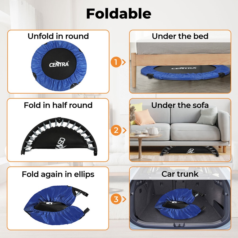 Centra 40" Mini Trampoline Rebounder Folding Fitness Exercise Home Gym Indoor