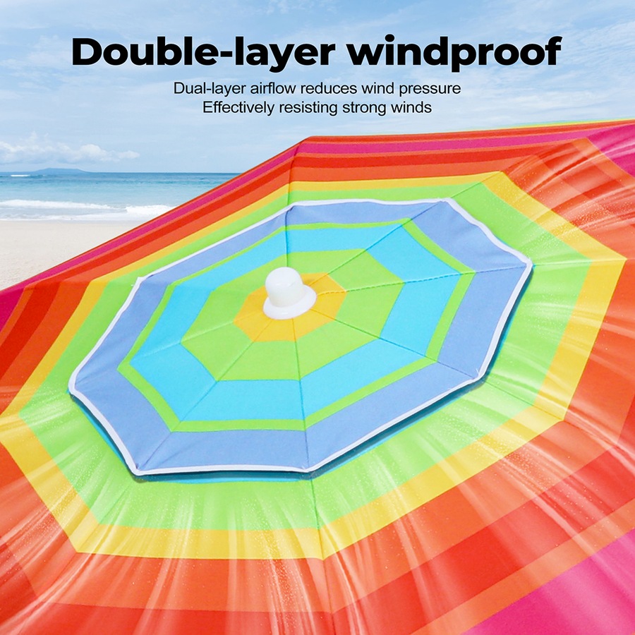 2m Centra Beach Umbrella with Carry Bag - Rainbow Design