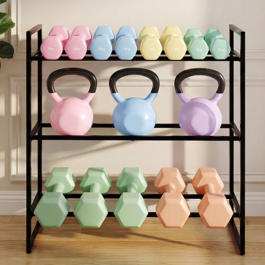 Centra Dumbbell Rack 3 Tier Weight Storage Organiser Stand Holder Home Gym 270kg