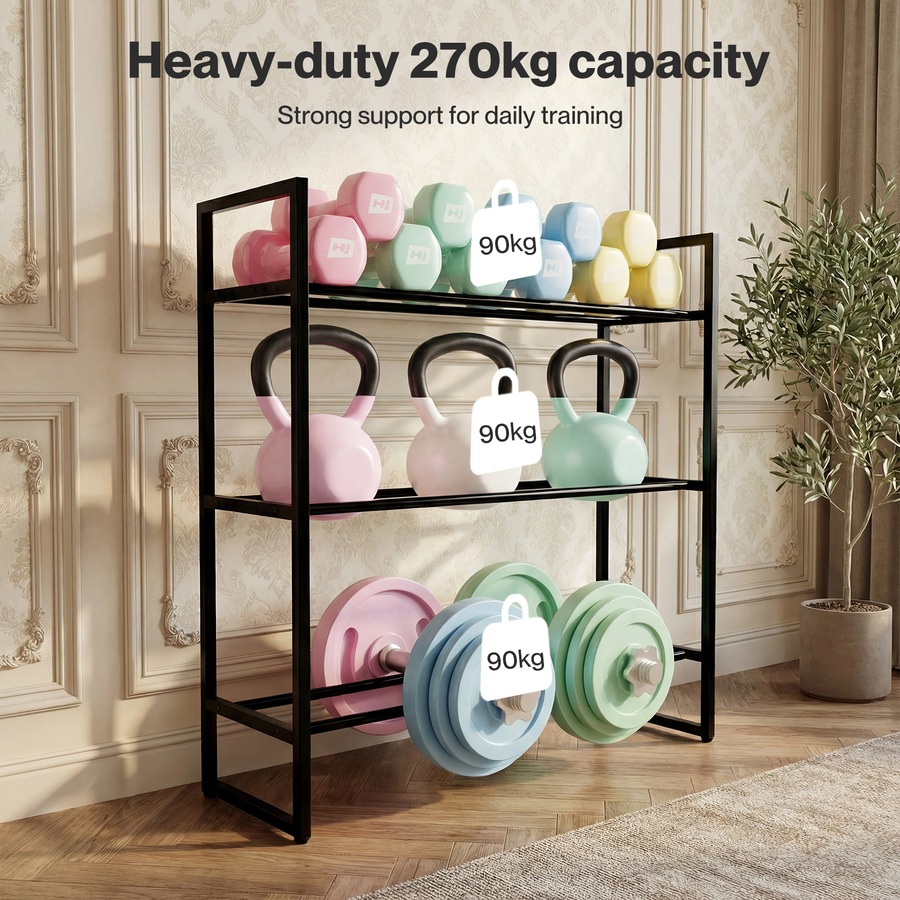 Centra Dumbbell Rack 3 Tier Weight Storage Organiser Stand Holder Home Gym 270kg