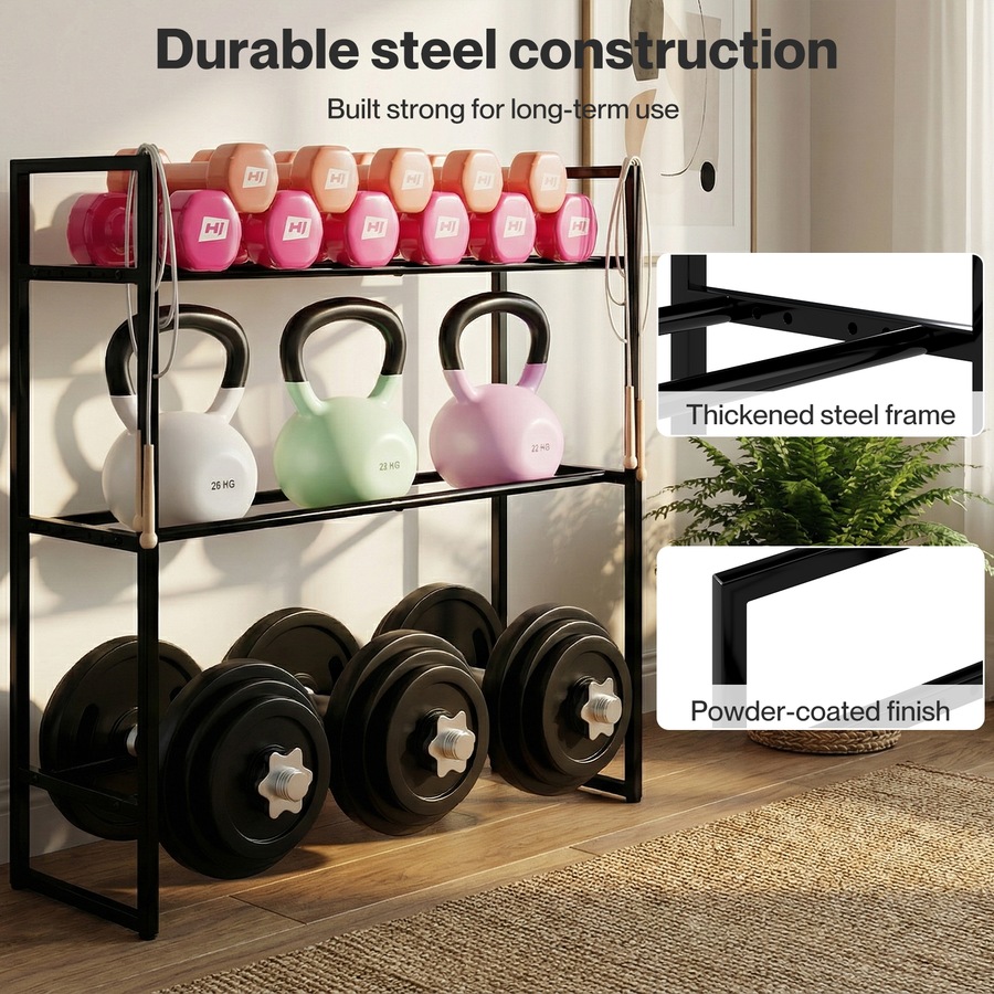 Centra Dumbbell Rack 3 Tier Weight Storage Organiser Stand Holder Home Gym 270kg