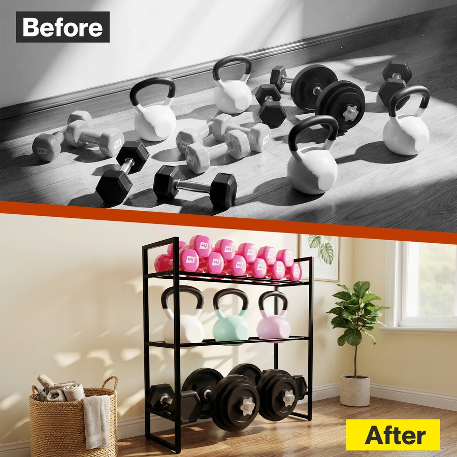 Centra Dumbbell Rack 3 Tier Weight Storage Organiser Stand Holder Home Gym 270kg