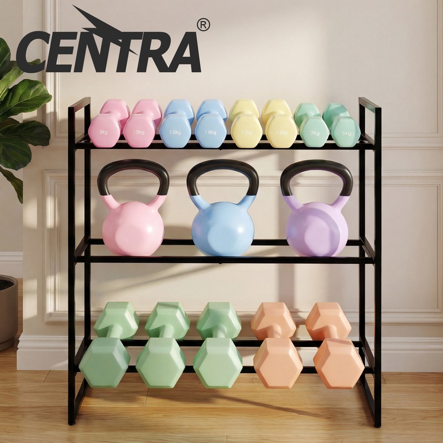 Centra Dumbbell Rack 3 Tier Weight Storage Organiser Stand Holder Home Gym 270kg