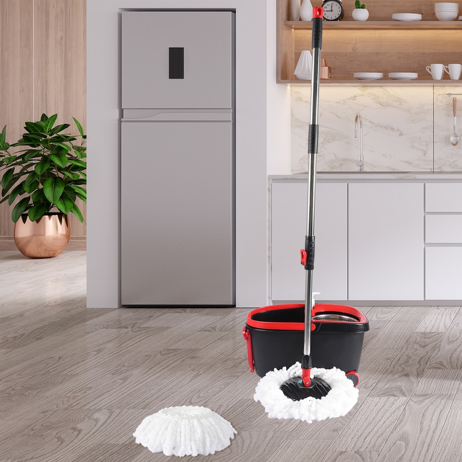 Cleanflo Spin Mop Bucket Set 360° Degree Stainless-Steel Rotating Wet Dry Black