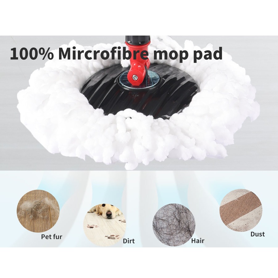 Cleanflo Spin Mop Bucket Set 360° Degree Stainless-Steel Rotating Wet Dry Black