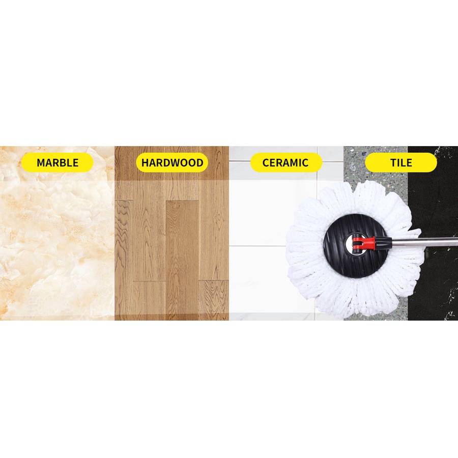 Cleanflo Spin Mop Bucket Set 360° Degree Stainless-Steel Rotating Wet Dry Black