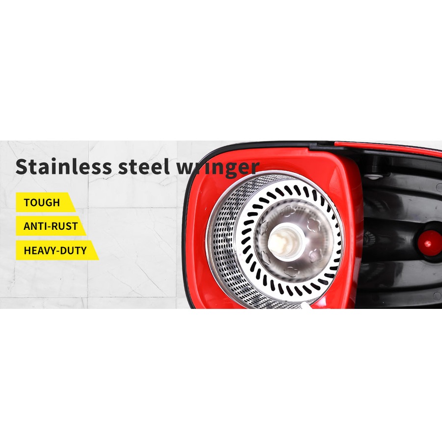 Cleanflo Spin Mop Bucket Set 360° Degree Stainless-Steel Rotating Wet Dry Black