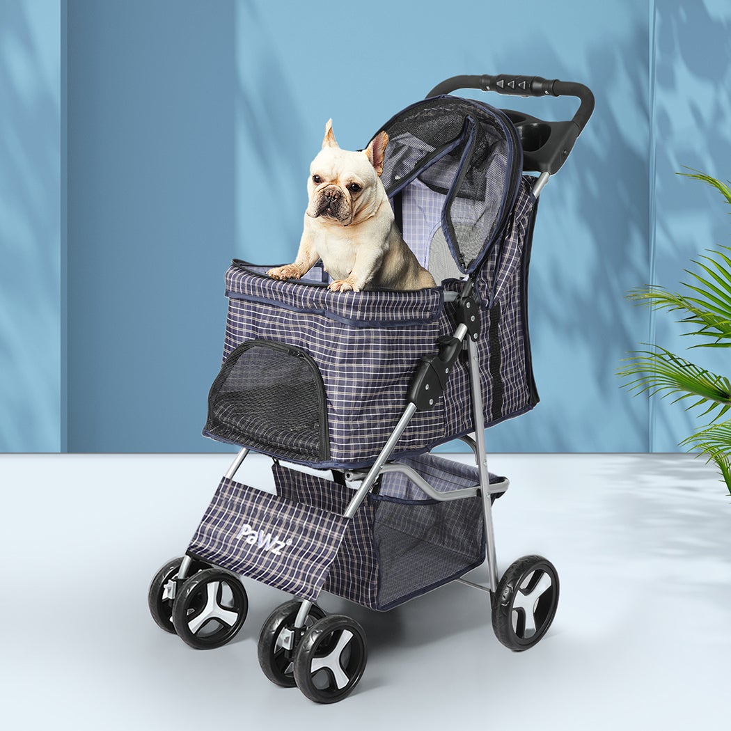 Pawz Large Pet Stroller Dog Cat Carrier Travel Pushchair Foldable Pram 4 Wheels