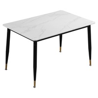 Levede Dining Table Marble Top Faux Modern Steel Leg Dining Room Furniture White