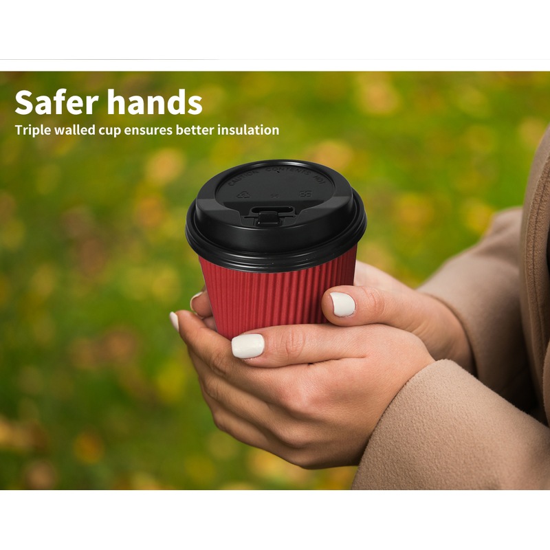 Buy TOQUE Disposable Paper Coffee Cups Lids Bulk Takeaway Triple Wall