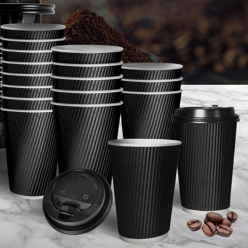 Buy TOQUE Disposable Paper Coffee Cups Lids Bulk Takeaway Triple Wall