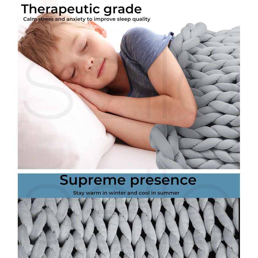 DreamZ Weighted Blanket Knitted 3kg Chunky 121x91cm, Grey