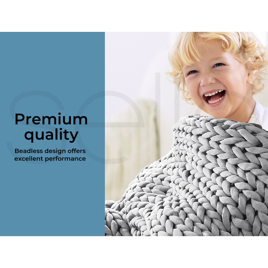 DreamZ Weighted Blanket Knitted 3kg Chunky 121x91cm, Grey