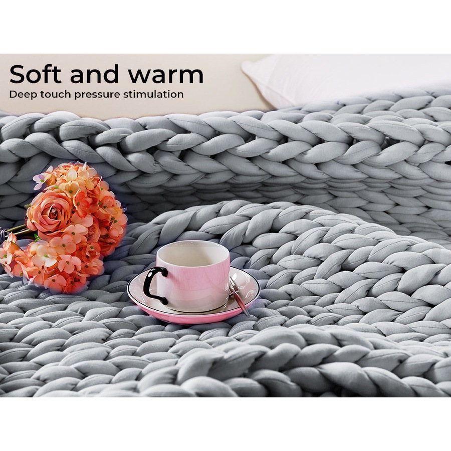 DreamZ Weighted Blanket Knitted 3kg Chunky 121x91cm, Grey