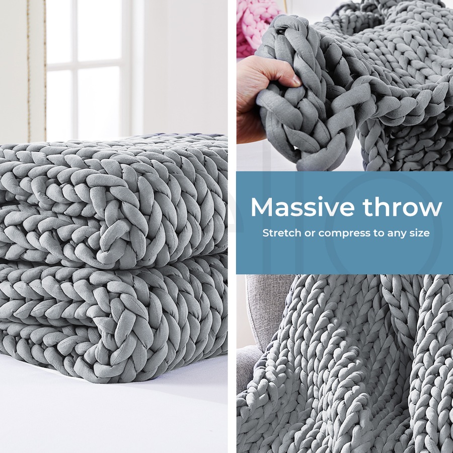 DreamZ Weighted Blanket Knitted 3kg Chunky 121x91cm, Grey