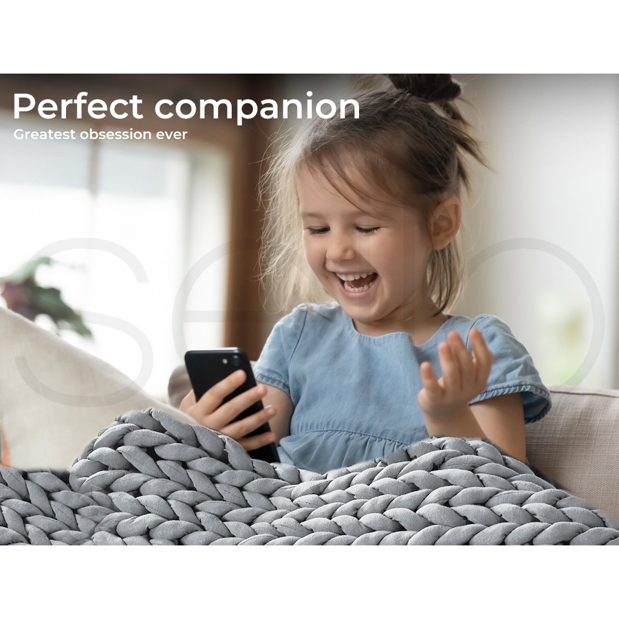 DreamZ Weighted Blanket Knitted 3kg Chunky 121x91cm, Grey