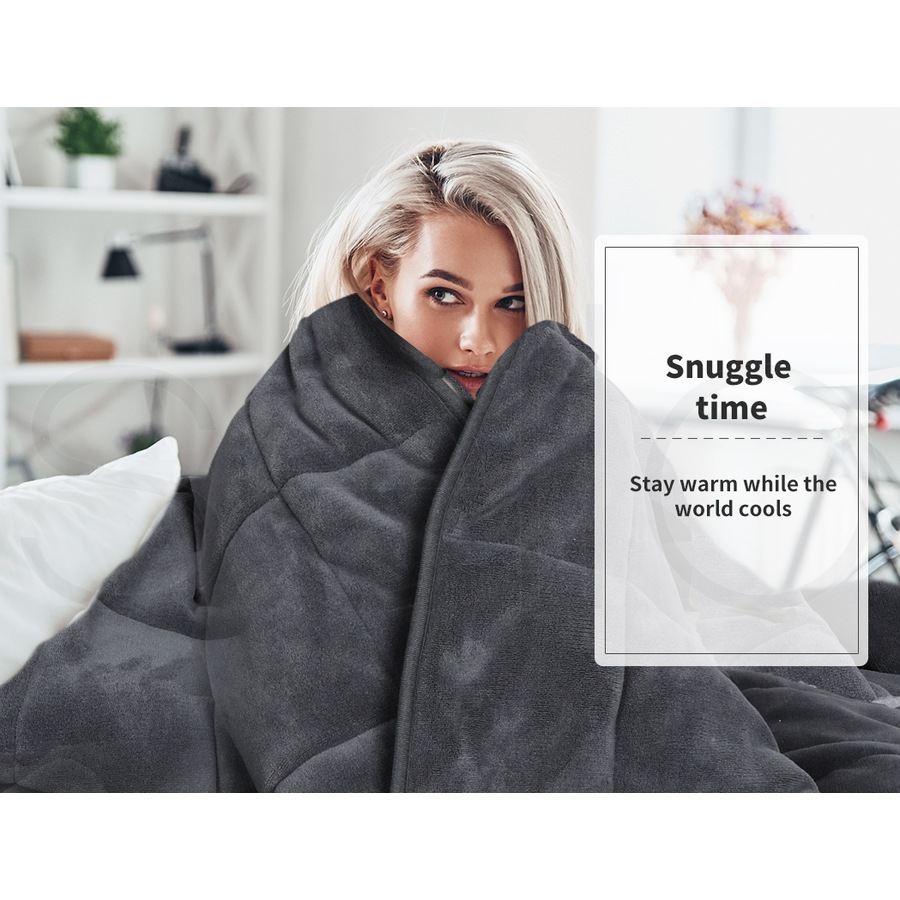 500GSM DreamZ Velvet Quilt Doona Blanket King Size - Grey