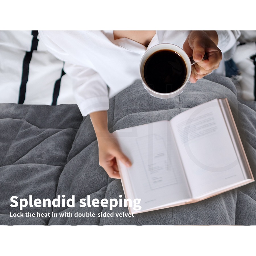 500GSM DreamZ Velvet Quilt Doona Blanket King Size - Grey