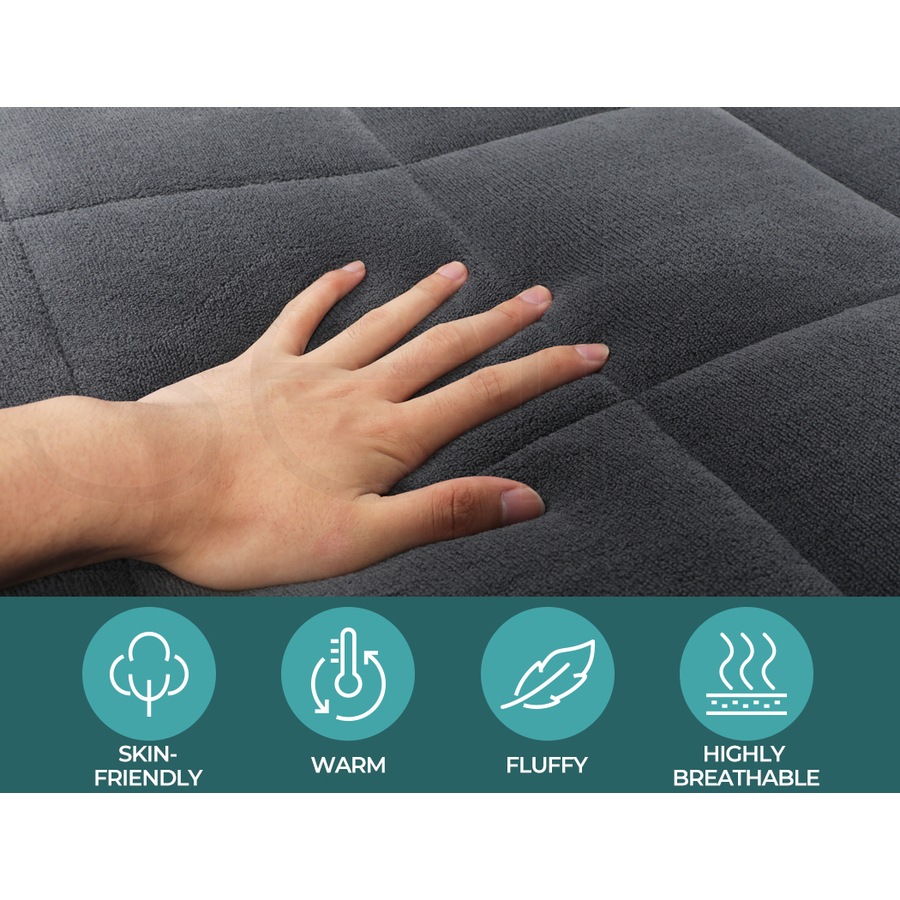 500GSM DreamZ Velvet Quilt Doona Blanket King Size - Grey